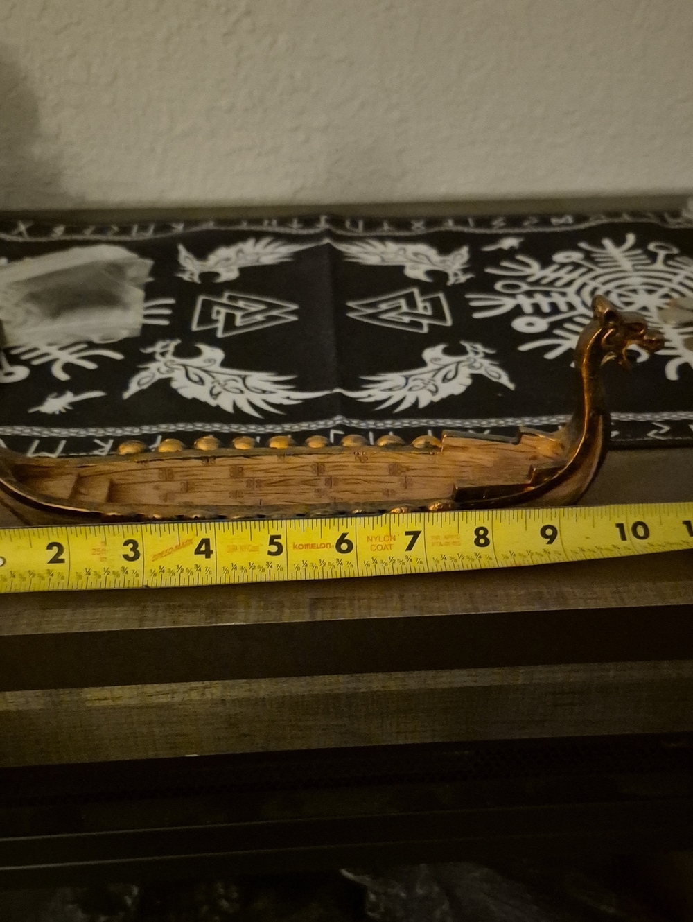 Decorative Brass Viking Boat Wall Accent in Gold